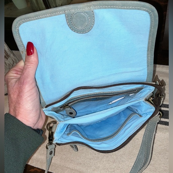 NWT Bed Stu Ziggy Clutch Crossbody Belt Bag Blue Sapphire Velvet Retail $225 - Picture 13 of 15